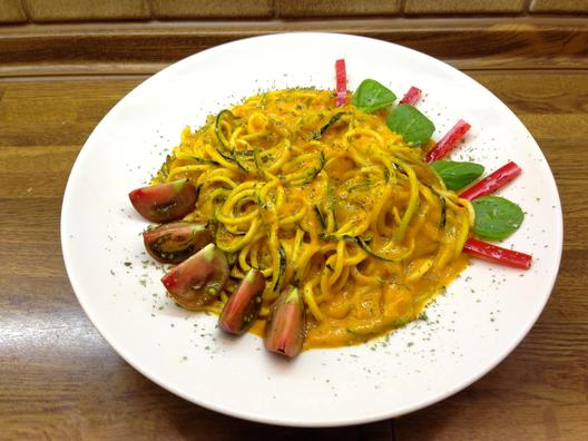 Zucchini-noodles with mango-peppers - scauce