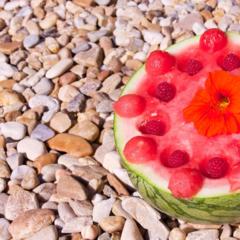 Watermelon and raspberries