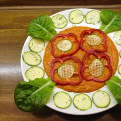 Zucchini - grids with mango - peppers - sauce