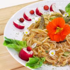Asparagus indian cress "pasta"