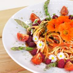 Asparagus nectarine pineapple "pasta"