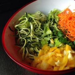 Colorful salad <3 - zucchini, carrot, yellow peppers, pluck-able greens