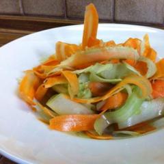 Cucumber and carrots thinly sliced, a small and refreshing meal