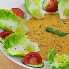 Cucumber - peppers - grape - soup with basil