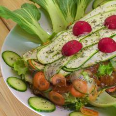 Banana - parsley - peppers - "lasagna" on Bok Choy Banana - parsley - peppers - "lasagna" on Bok Choy