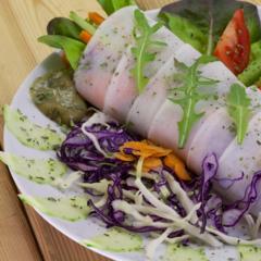 Banana - apple - radish - rolls with cabbage Banana - apple - radish - rolls with cabbage