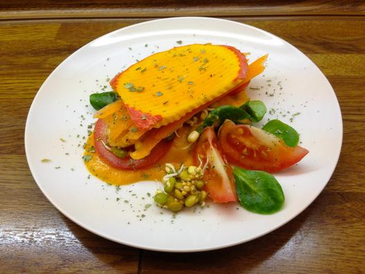 Pumpkin - sandwiches with orange - cocos - date - creme