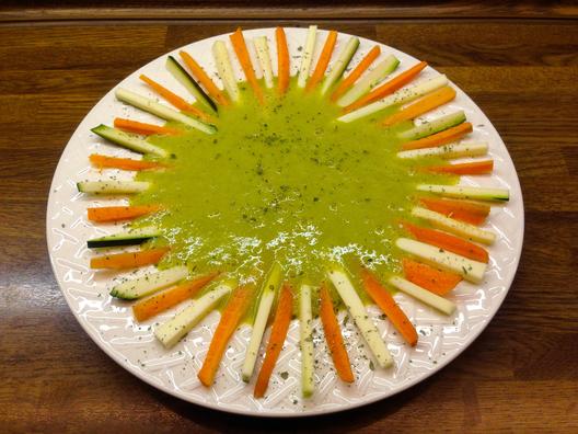 Veggie - sticks with tangerine - parsley - sauce
