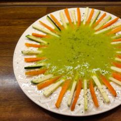 Veggie - sticks with tangerine - parsley - sauce