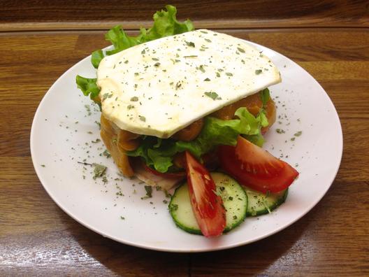 Celeriac - sandwiches with veggies and persimmon - sauce