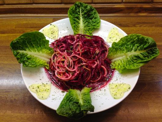 Pink zucchini - beet - noodles