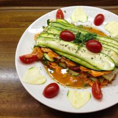 Zucchini - "Lasagna" with pineapple - fig - sauce Zucchini - "Lasagna" with pineapple - fig - sauce