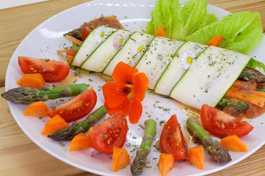 Asparagus pineapple nectarine rolls