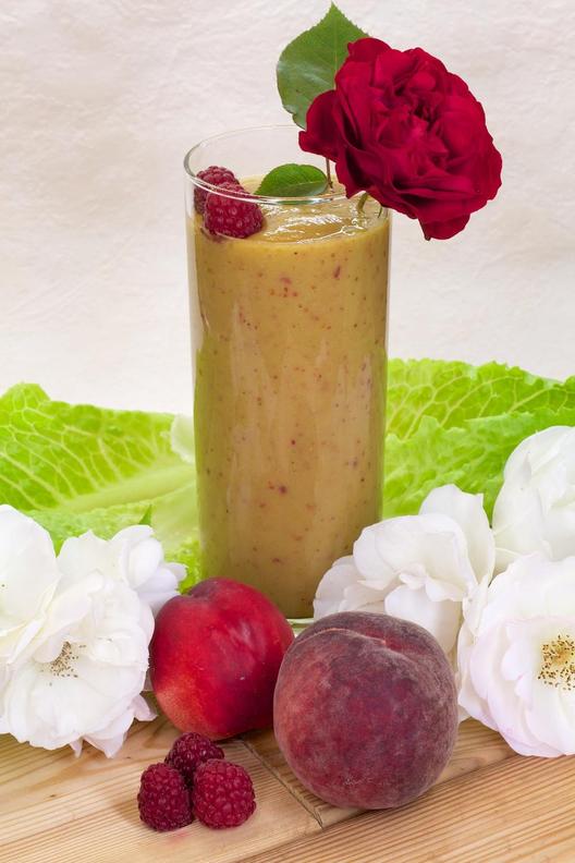 Raspberry nectarine peach smoothie